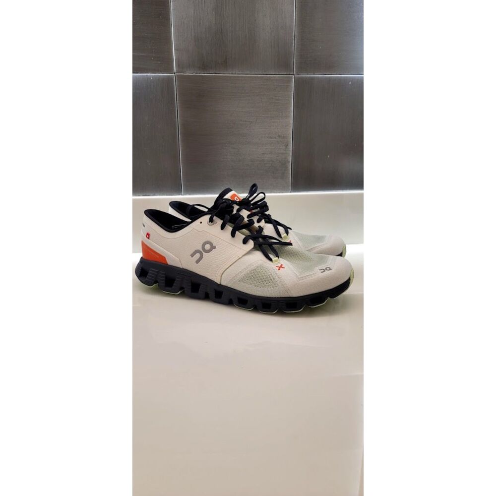 On Cloud X 3 Running Sneakers Ivory Flame Mens Sz. 10 New Athletic Shoe Lace Up